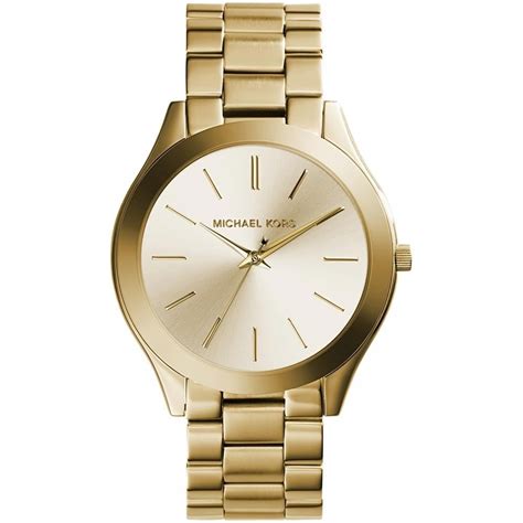 michael kors women's slim runway gold tone watch mk3492|Michael Kors gold tone watch.